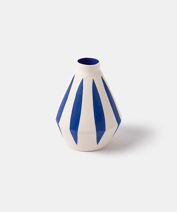 100249. blue striped diamond vase