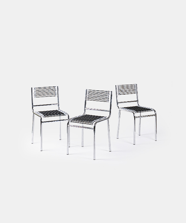 100386. vintage steel chair (3 ea)