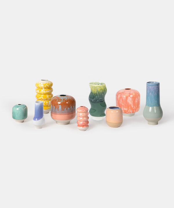 100316. Danish Pottery soft vase set